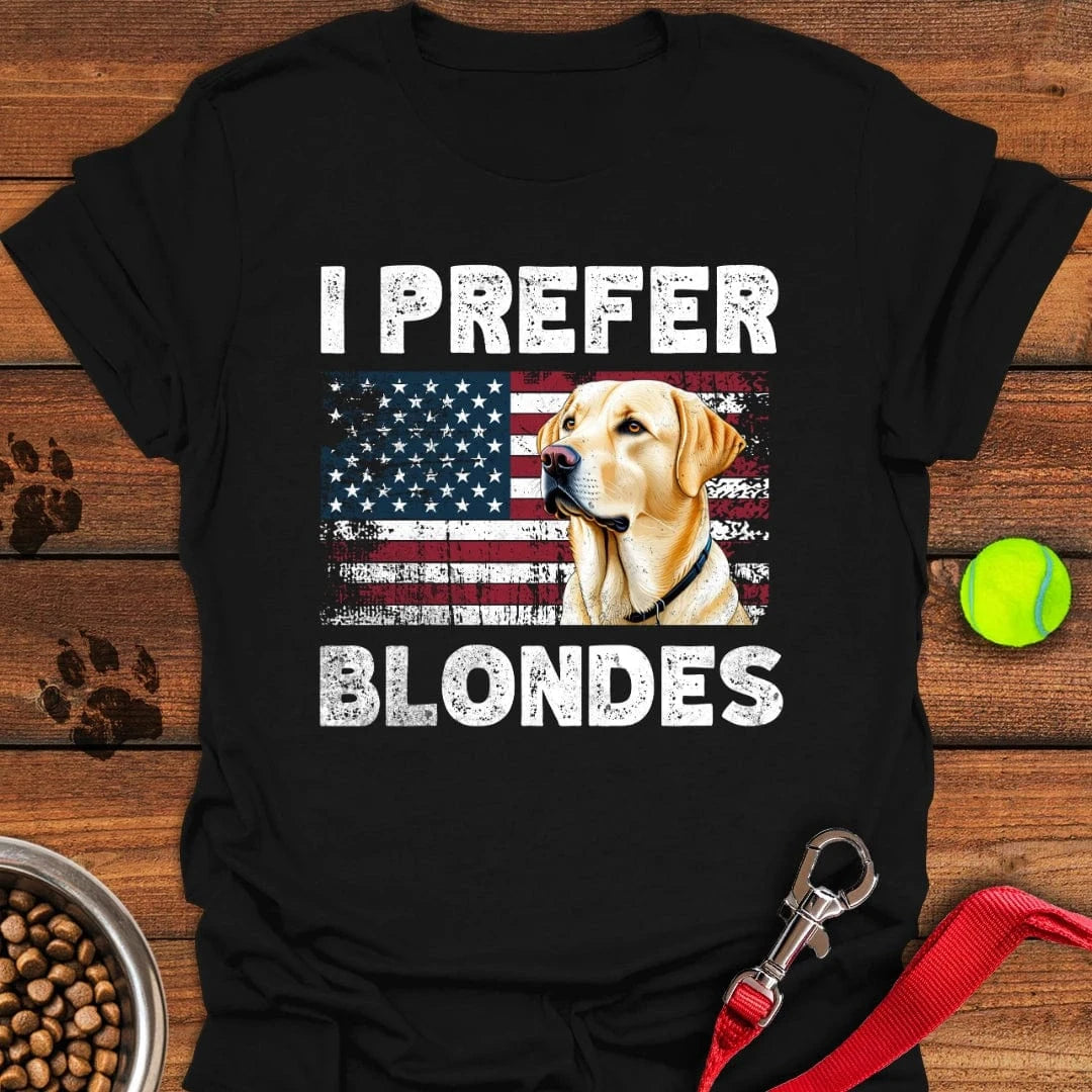 I Prefer Blondes Yellow Labrador T-Shirt Sassy Dog Clothes Dog Presents For Humans