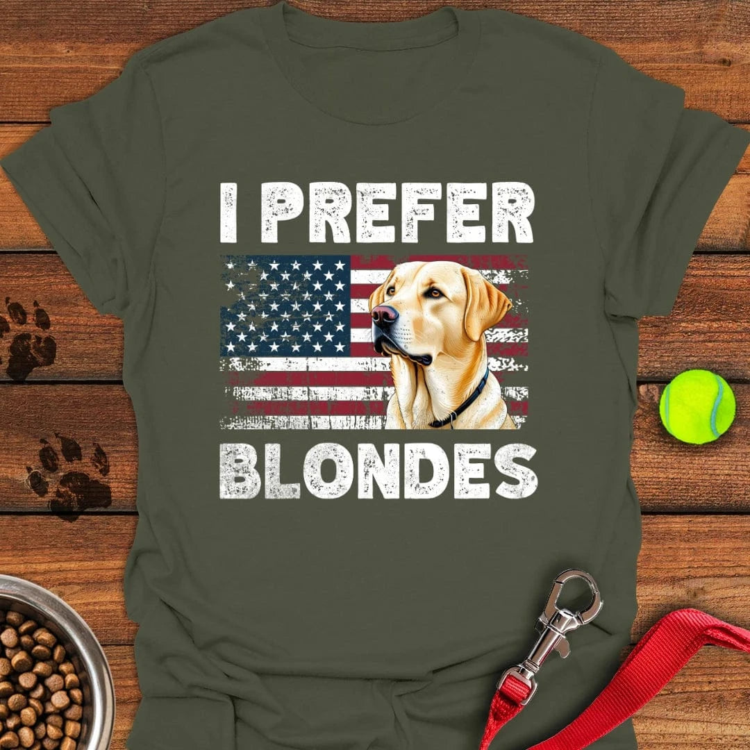 I Prefer Blondes Yellow Labrador T-Shirt Sassy Dog Clothes Dog Presents For Humans