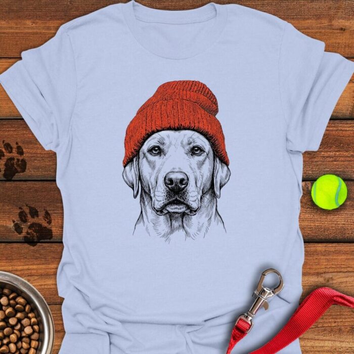 Labrador Beanie T-Shirt Cute Animal Shirt Labrador Gifts For Dog Lovers