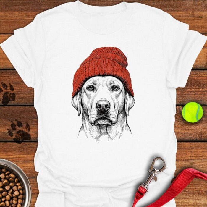 Labrador Beanie T-Shirt Cute Animal Shirt Labrador Gifts For Dog Lovers