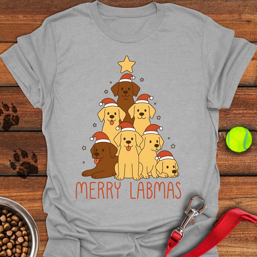 Labrador Christmas Tree T-Shirt Lucky Dog Clothing Presents For Dog Owners