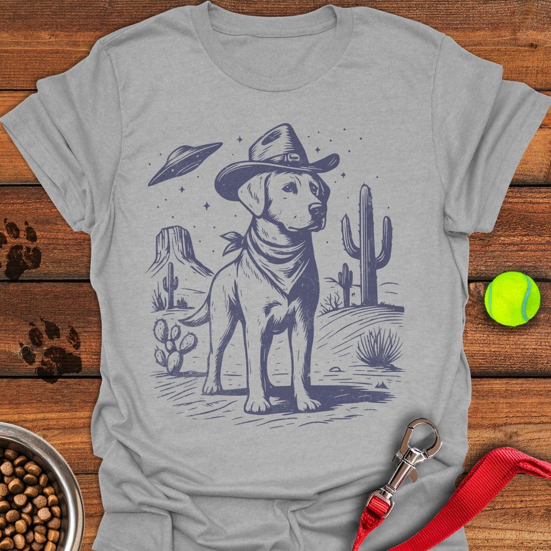 Labrador Cowboy UFO T-Shirt Stylish Dog Apparel Funny Dog Owner Presents
