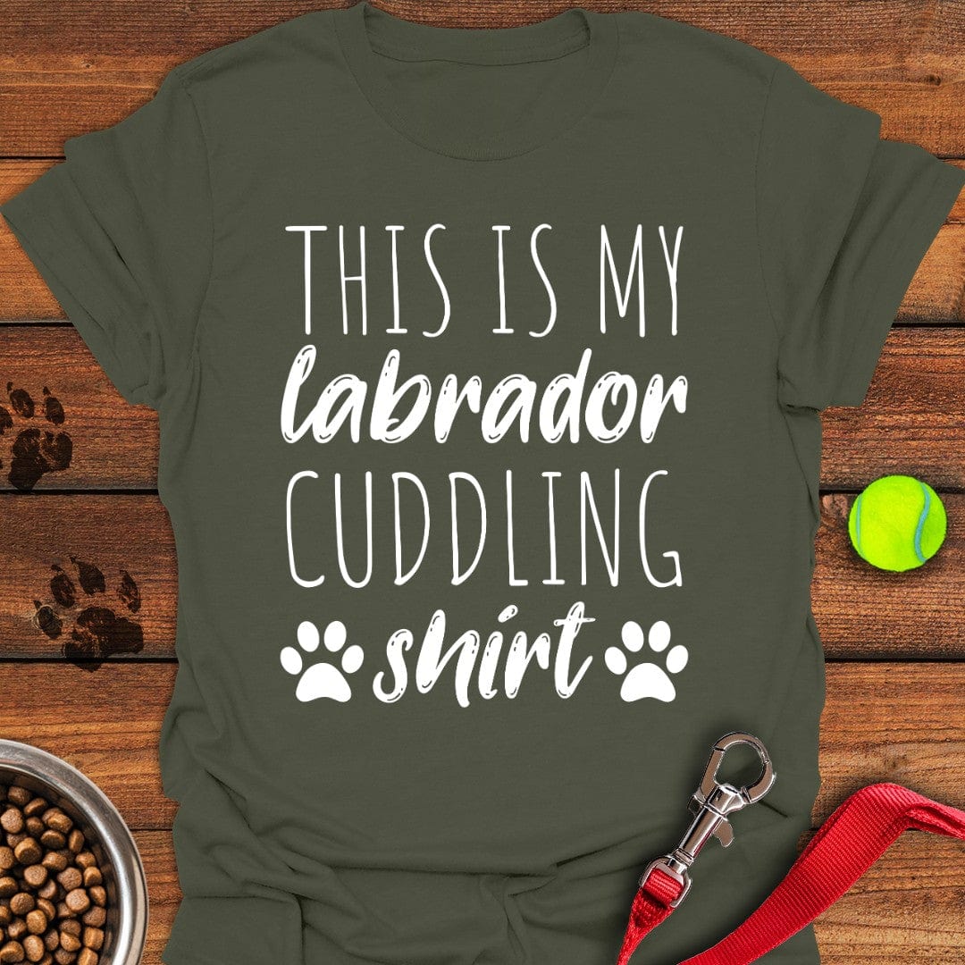 Labrador Cuddling T-Shirt Fluffy Dog Clothing Unique Presents For Dog Lovers