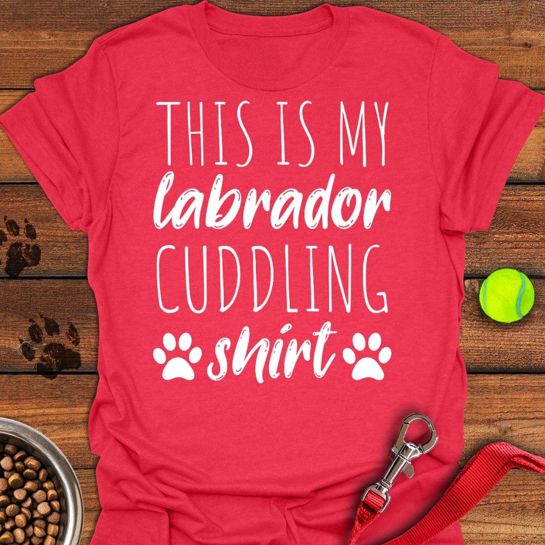 Labrador Cuddling T-Shirt Fluffy Dog Clothing Unique Presents For Dog Lovers