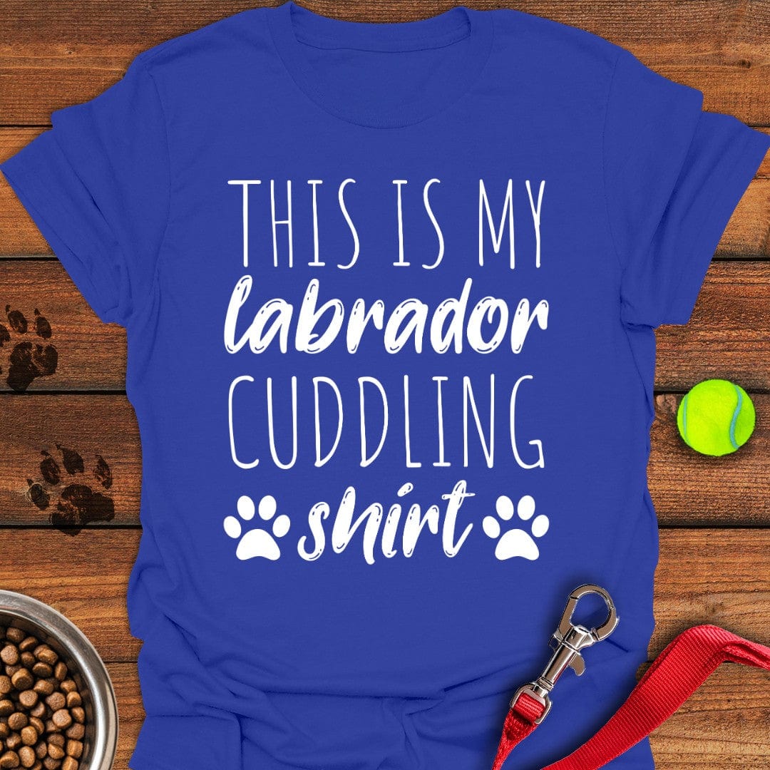 Labrador Cuddling T-Shirt Fluffy Dog Clothing Unique Presents For Dog Lovers