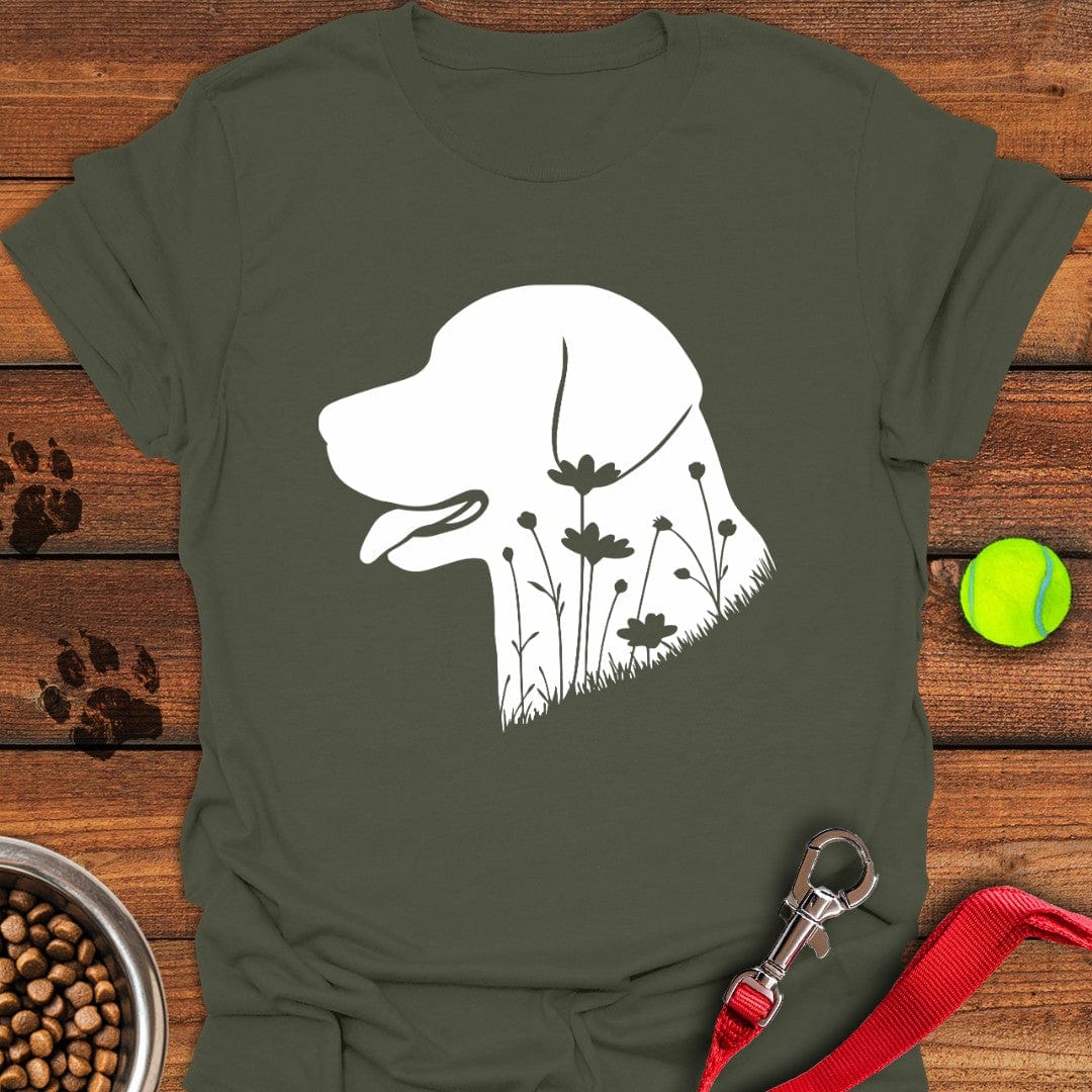 Labrador Flowers T-Shirt Shy Dog Apparel First Fathers Day Gift Ideas