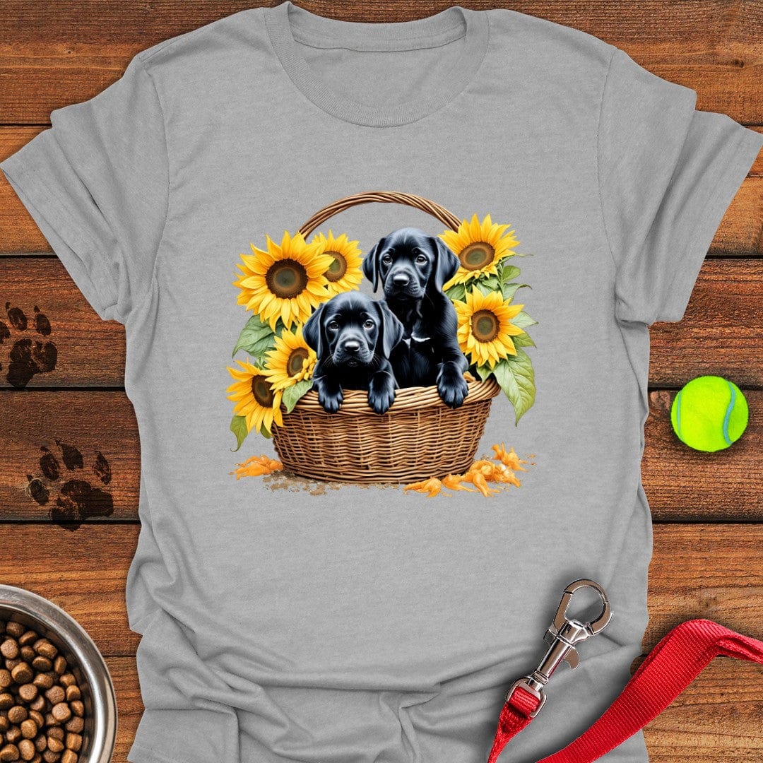 Labrador Puppies in Basket T-Shirt Lazy Dog Clothing Birthday Presents For Dog Lovers