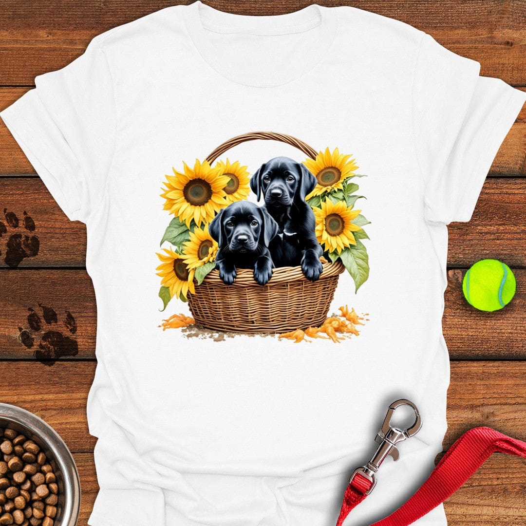 Labrador Puppies in Basket T-Shirt Lazy Dog Clothing Birthday Presents For Dog Lovers