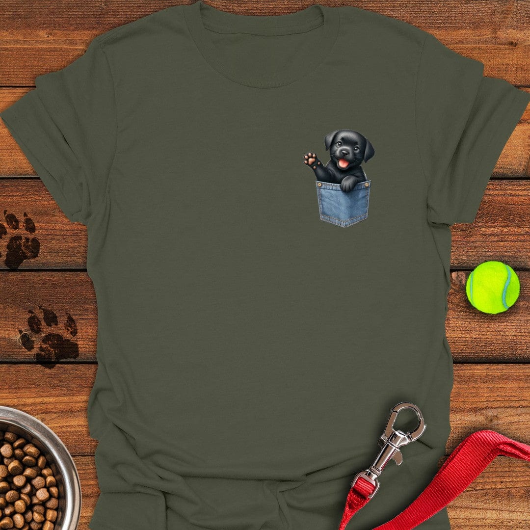 Labrador Puppy in Fake Pocket T-Shirt Shy Dog Apparel Best Gifts For New Moms