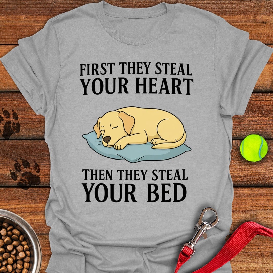 Labrador Stealing Bed T-Shirt Loyal Dog Apparel Special Mother's Day Gifts For Mom