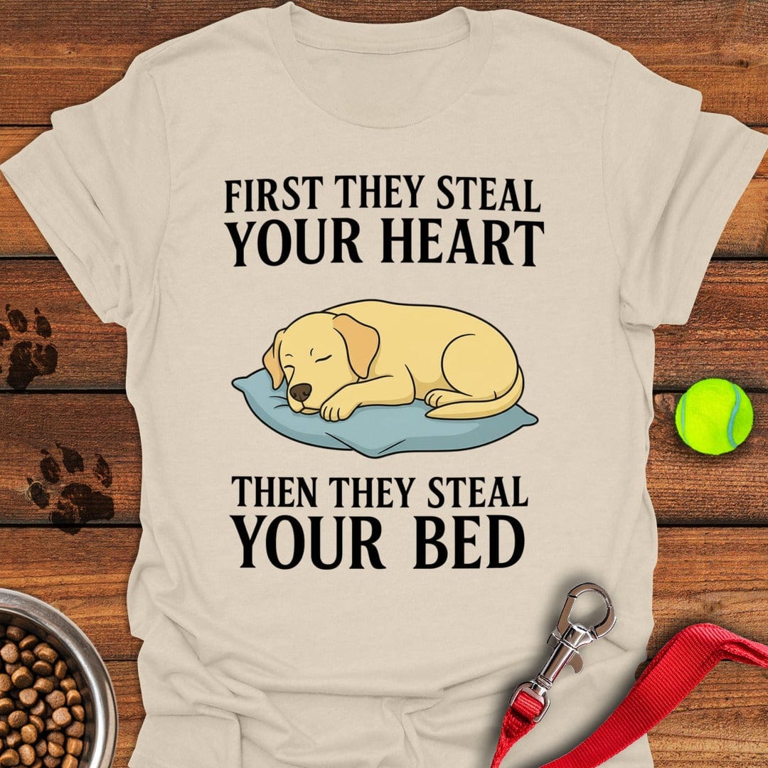 Labrador Stealing Bed T-Shirt Loyal Dog Apparel Special Mother's Day Gifts For Mom