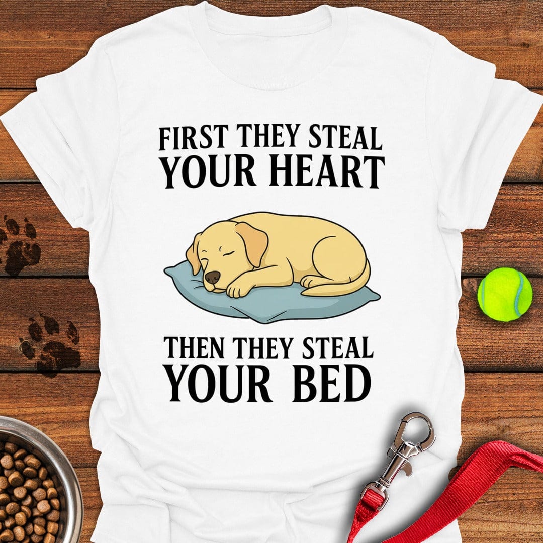 Labrador Stealing Bed T-Shirt Loyal Dog Apparel Special Mother's Day Gifts For Mom