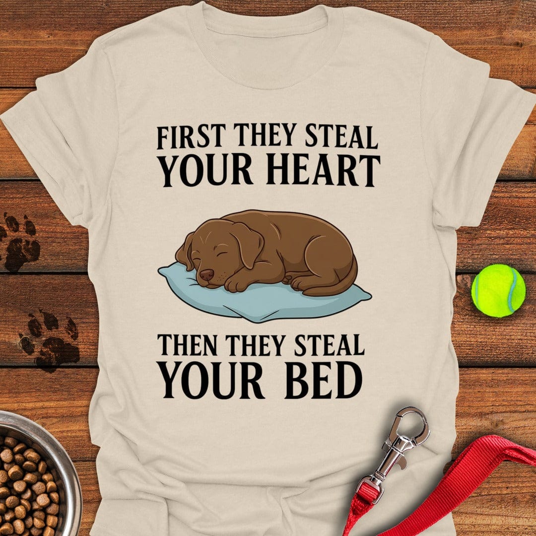 Labrador Stealing Bed T-Shirt Smart Dog Clothing Good Mother's Day Gifts For Mom