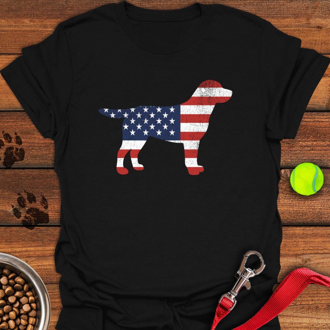 Labrador USA Flag Silhouette T-Shirt Big Dog Clothes Unique Gifts For Mom