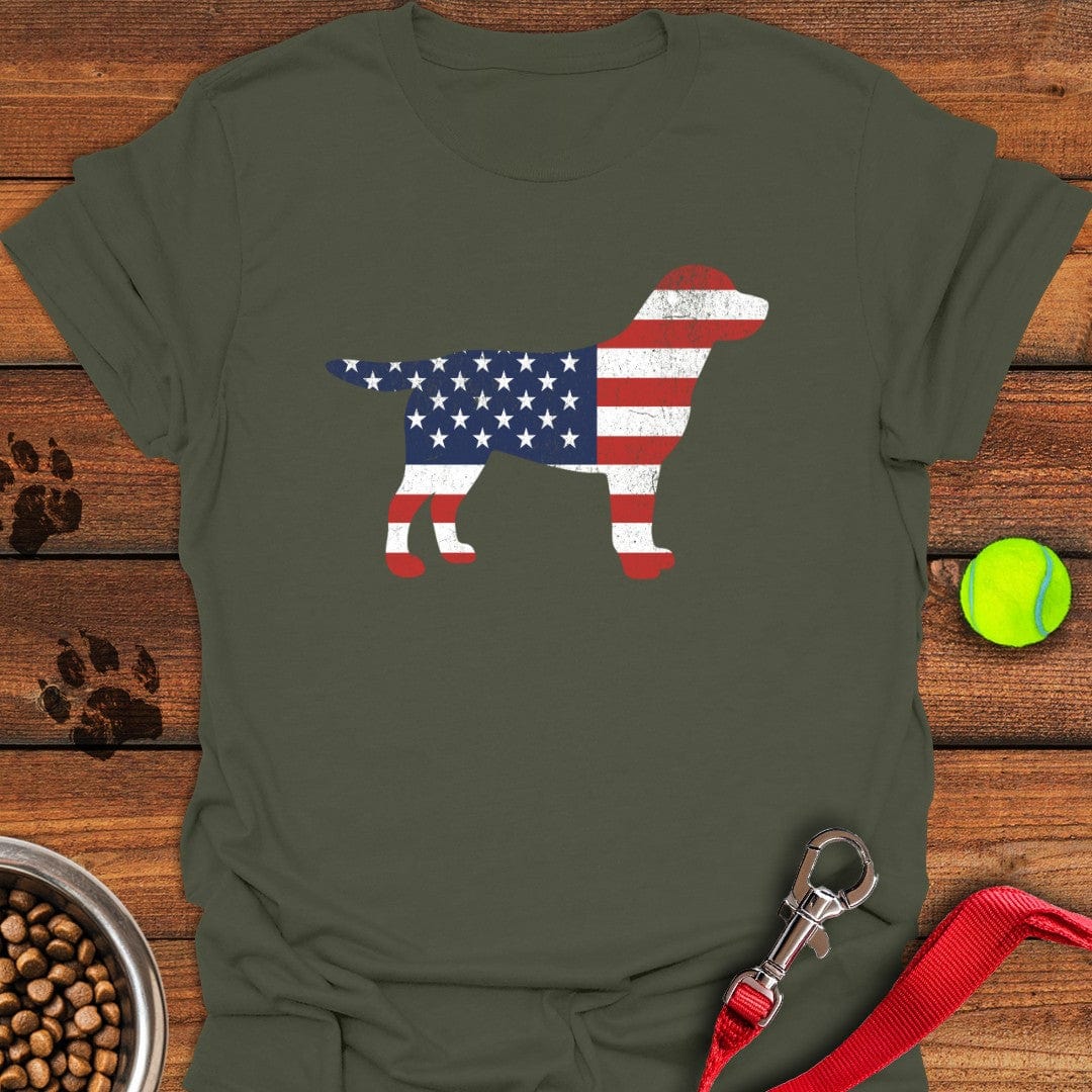 Labrador USA Flag Silhouette T-Shirt Big Dog Clothes Unique Gifts For Mom