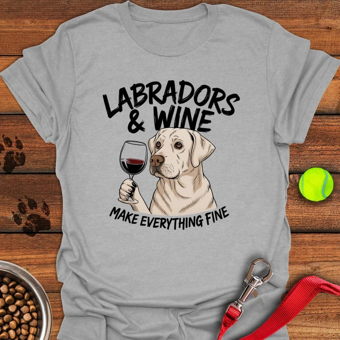 Labradors & Wine T-Shirt Shy Dog Clothing Good Presents For Dog Lovers