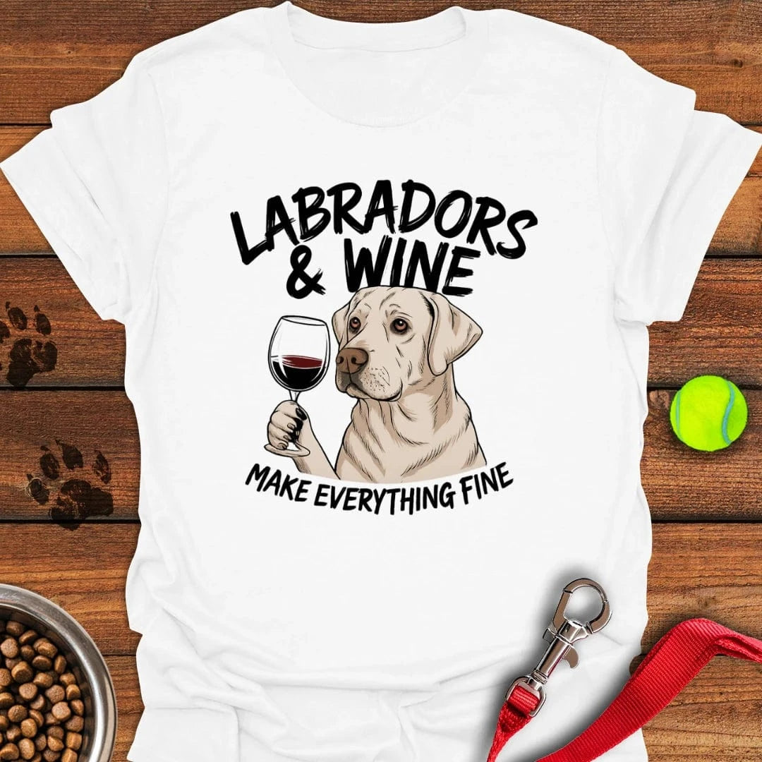 Labradors & Wine T-Shirt Shy Dog Clothing Good Presents For Dog Lovers