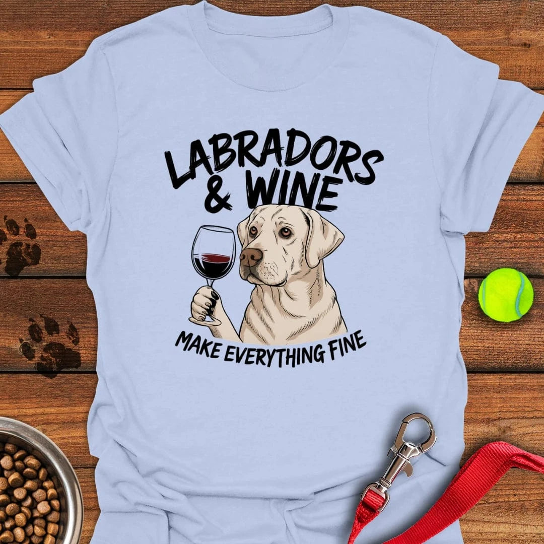 Labradors & Wine T-Shirt Shy Dog Clothing Good Presents For Dog Lovers