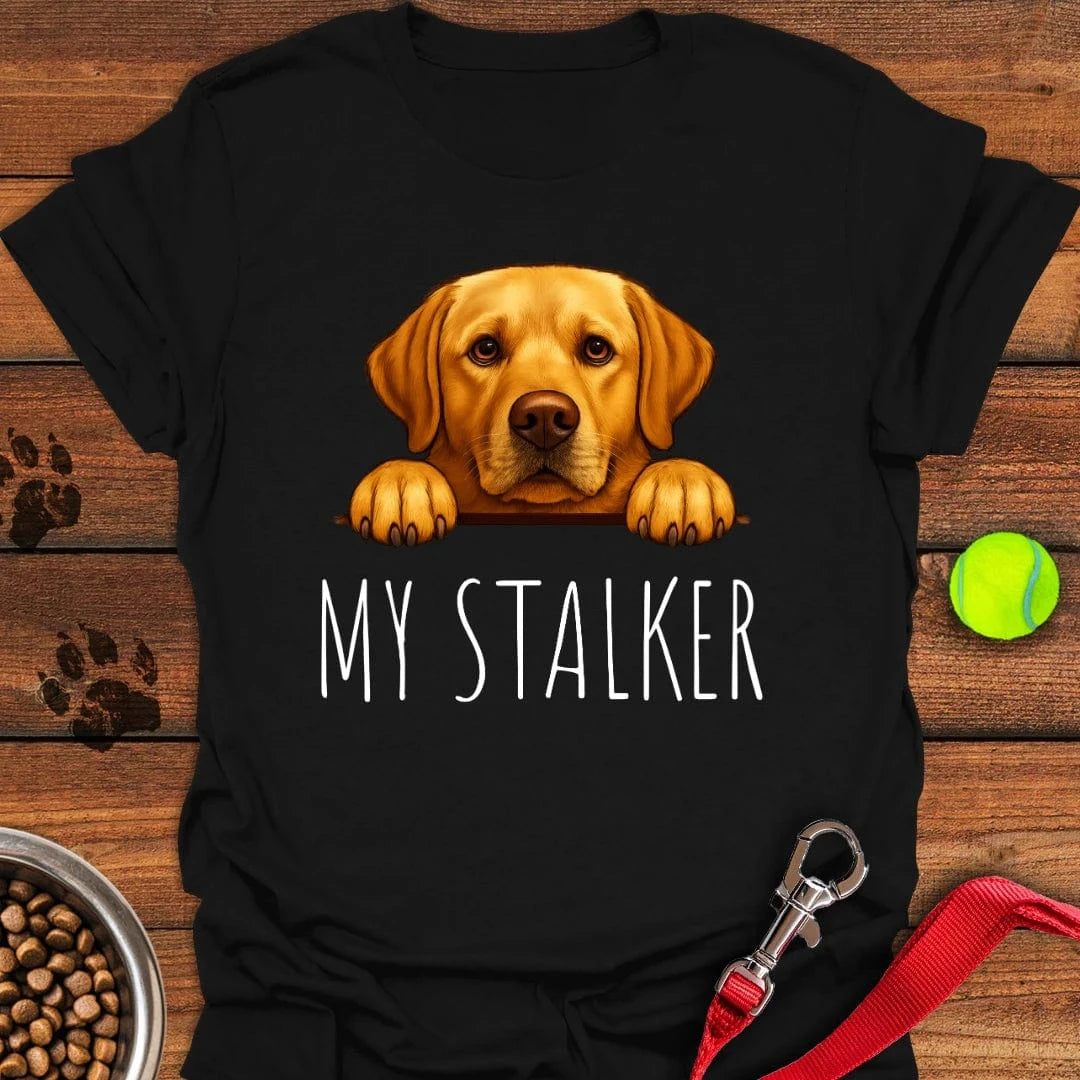 My Stalker Yellow Labrador T-Shirt Adorable Dog Apparel Funny Father's Day Gifts