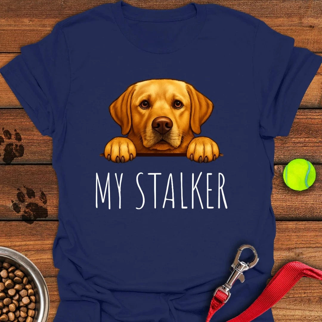 My Stalker Yellow Labrador T-Shirt Adorable Dog Apparel Funny Father's Day Gifts