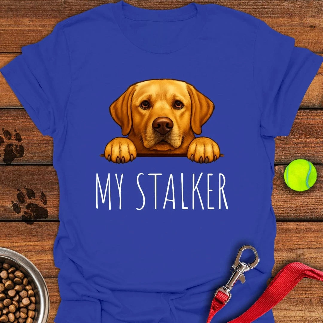 My Stalker Yellow Labrador T-Shirt Adorable Dog Apparel Funny Father's Day Gifts