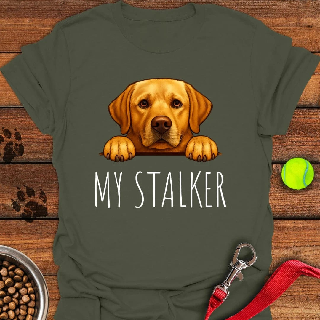 My Stalker Yellow Labrador T-Shirt Adorable Dog Apparel Funny Father's Day Gifts