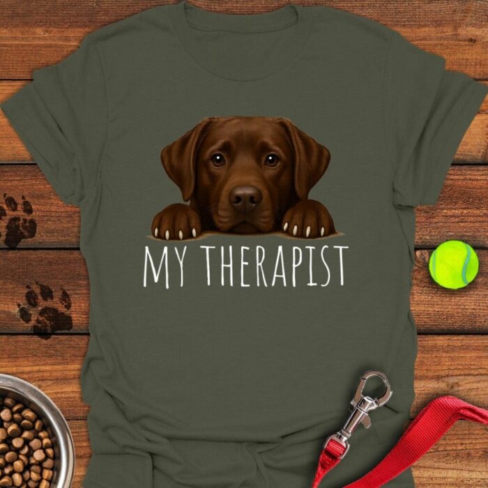 My Therapist Chocolate Lab T-Shirt Funny Dog Mom Shirt Gifts For Chocolate Labrador Lovers