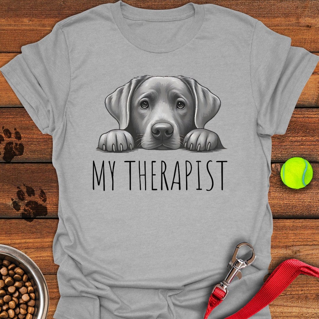 My Therapist Silver Lab T-Shirt Cool Dog Clothing Gifts For People Who Love Dogs