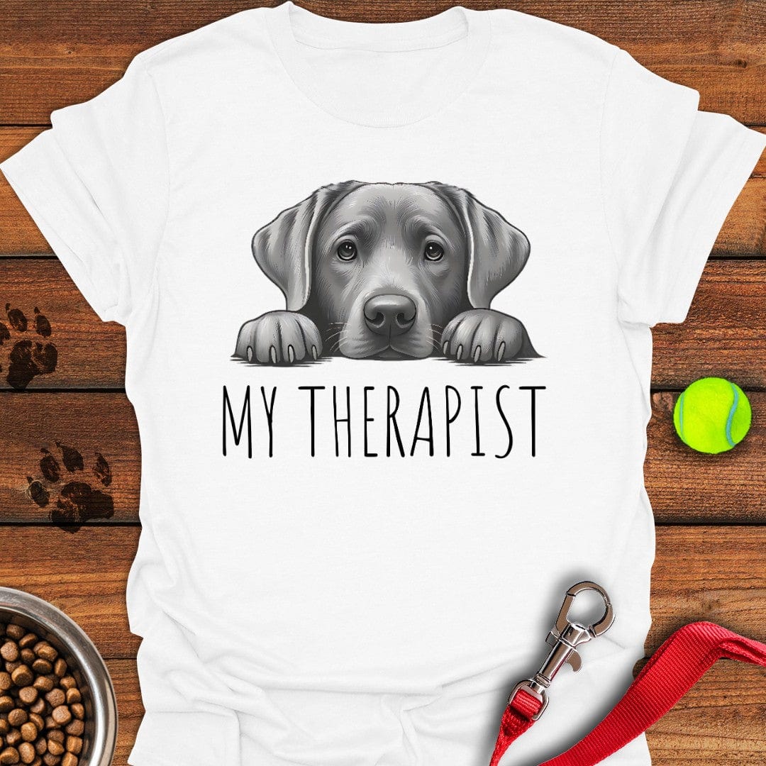 My Therapist Silver Lab T-Shirt Cool Dog Clothing Gifts For People Who Love Dogs