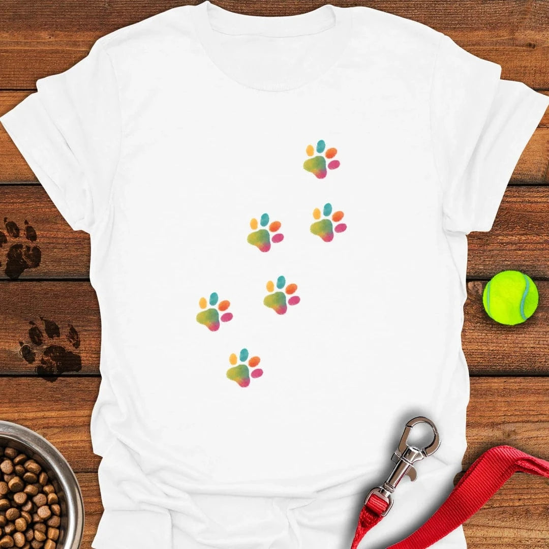 Painted Dog Paw Prints T-Shirt Smart Dog Apparel First Fathers Day Gift