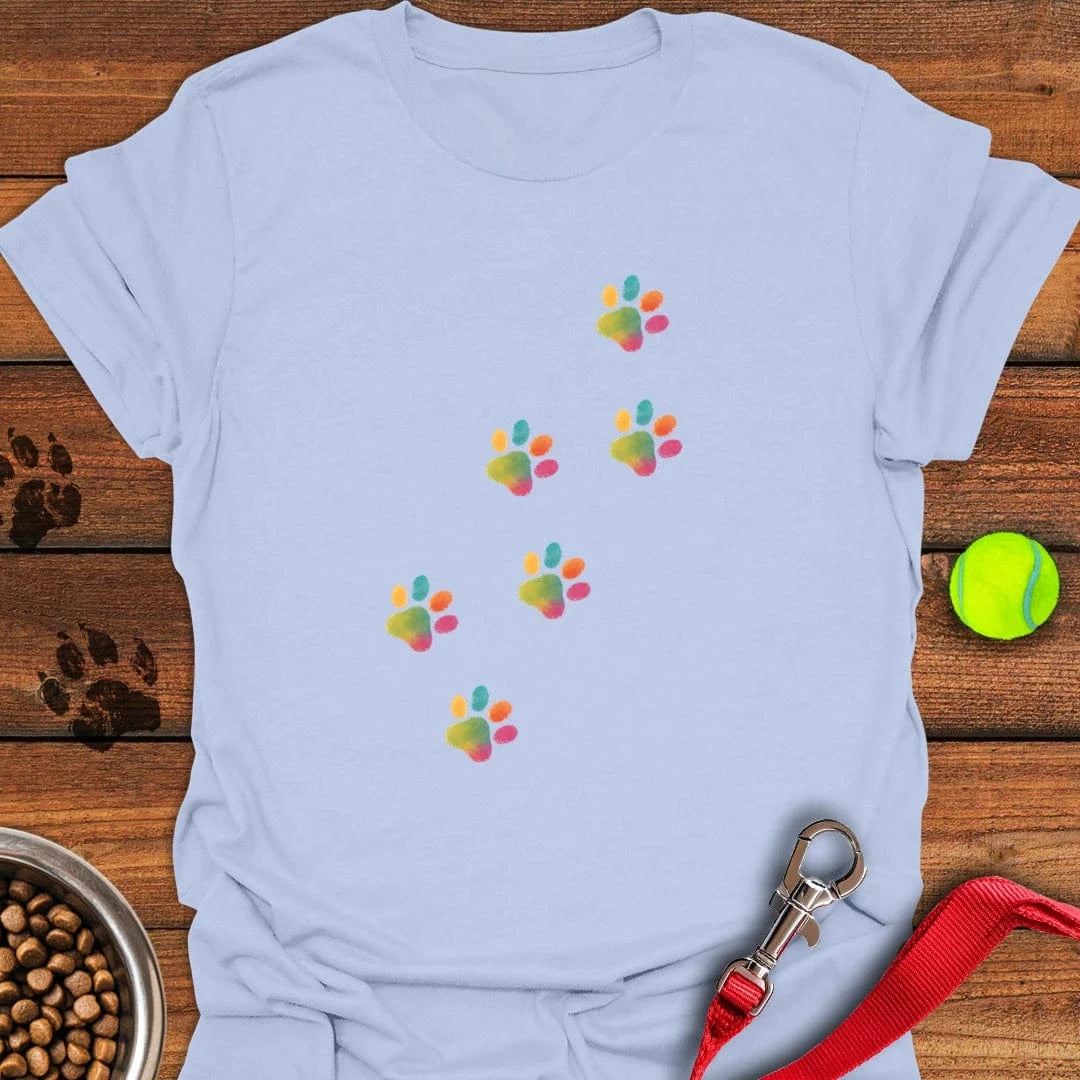 Painted Dog Paw Prints T-Shirt Smart Dog Apparel First Fathers Day Gift