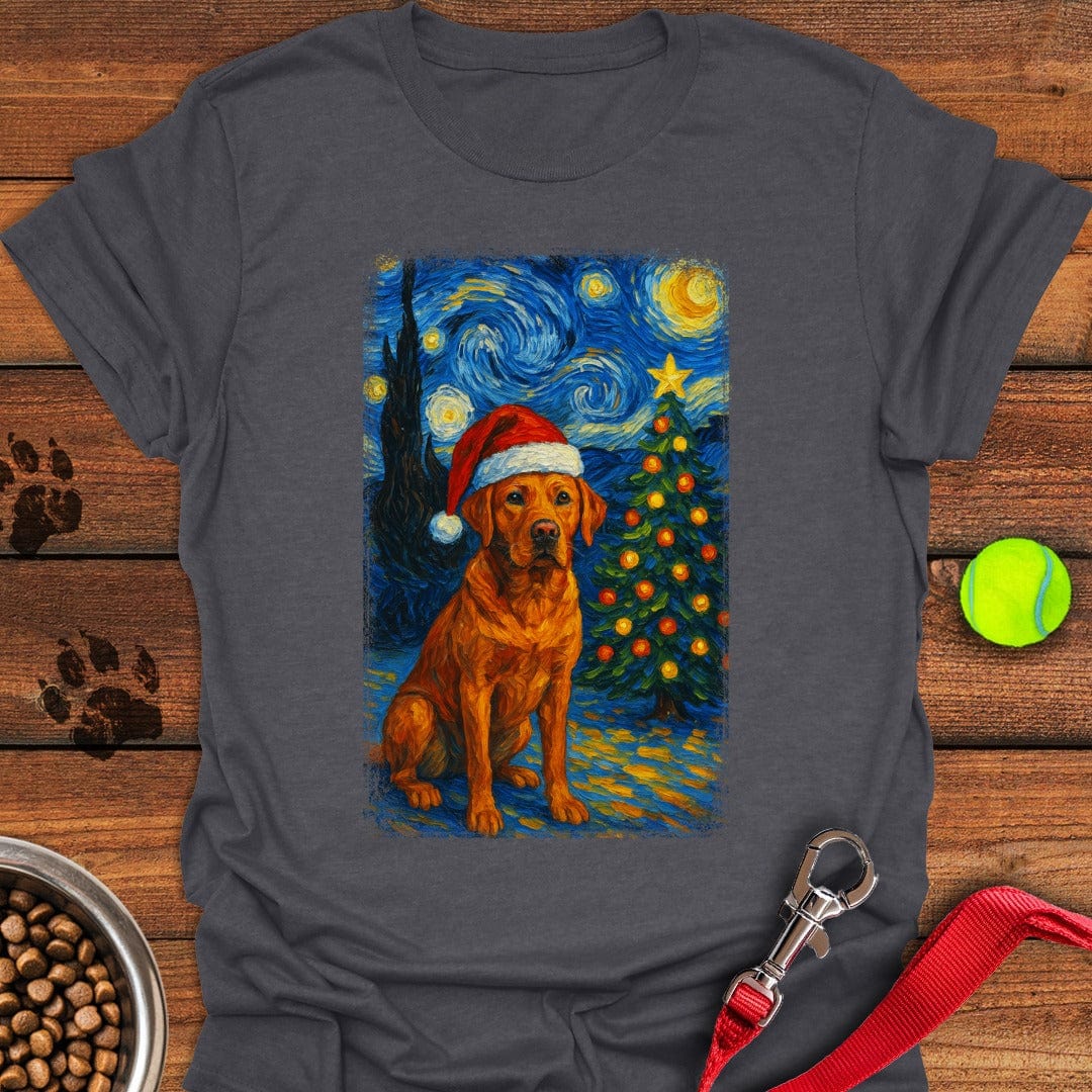 Red Labrador Christmas Van Gogh T-Shirt Playful Dog Apparel Mothers Day Gift For New Mother