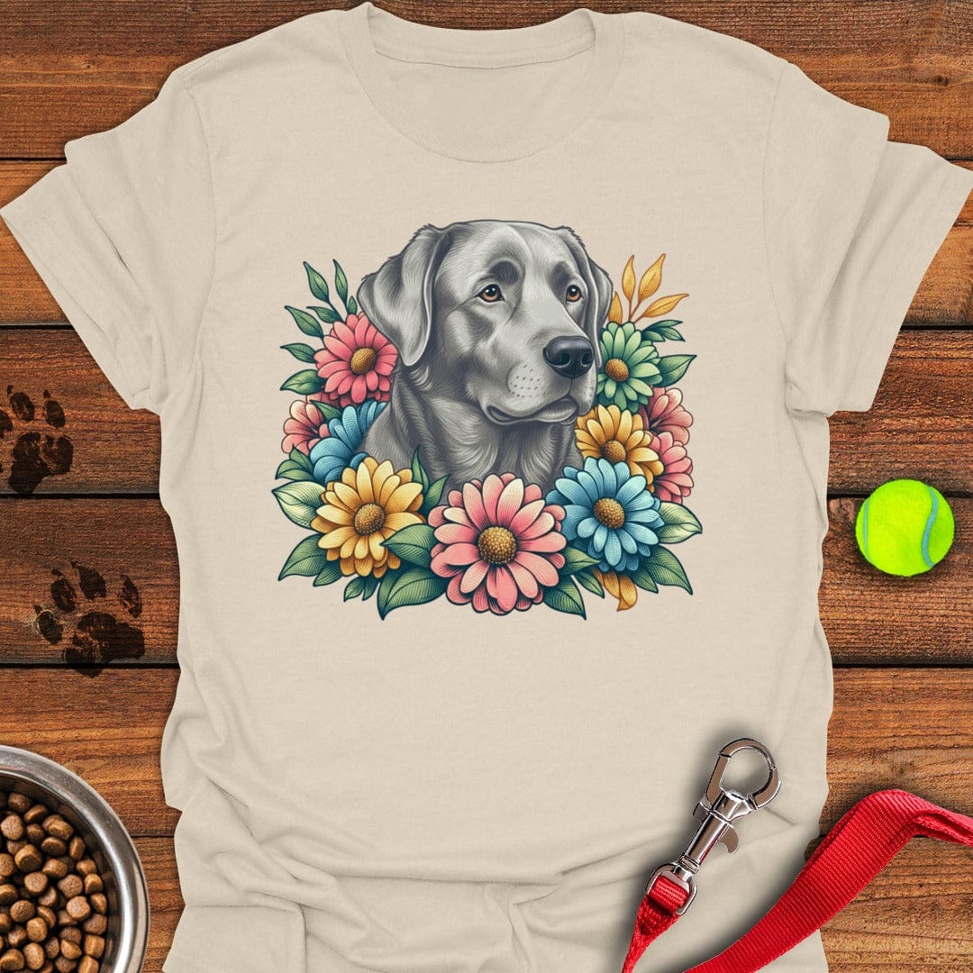 Silver Lab Flower T-Shirt Sleepy Dog Apparel Dog Dad Fathers Day Gifts