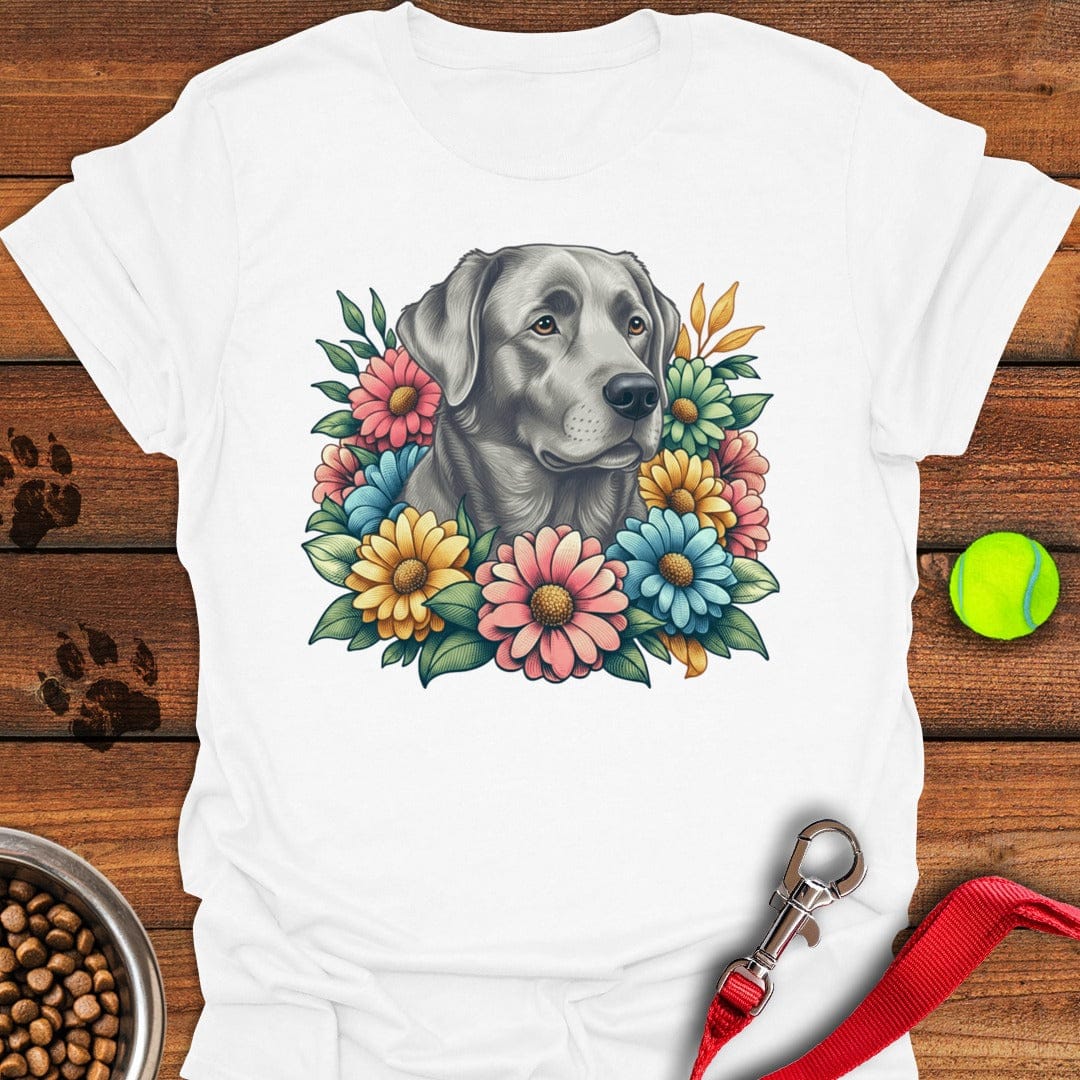 Silver Lab Flower T-Shirt Sleepy Dog Apparel Dog Dad Fathers Day Gifts