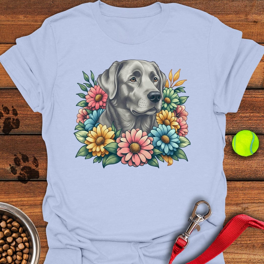 Silver Lab Flower T-Shirt Sleepy Dog Apparel Dog Dad Fathers Day Gifts