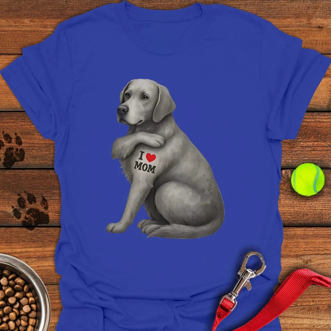 Silver Labrador I Love Mom T-Shirt Stylish Dog Apparel Great Mother's Day Gifts