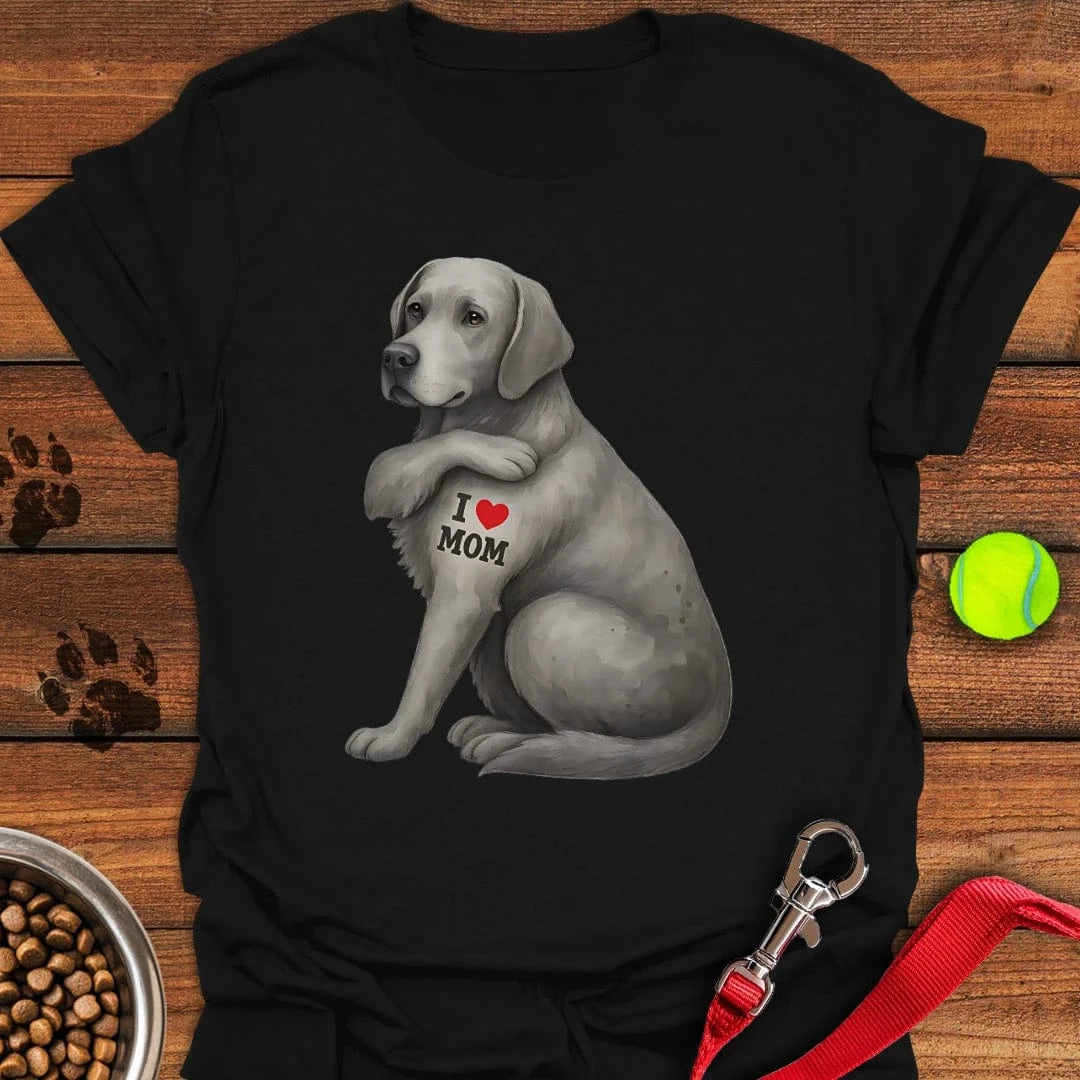 Silver Labrador I Love Mom T-Shirt Stylish Dog Apparel Great Mother's Day Gifts