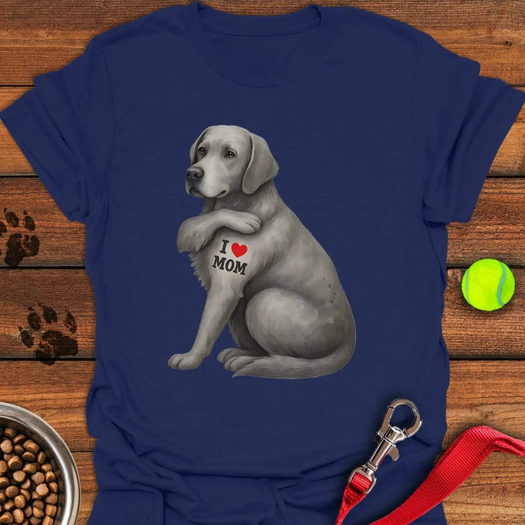 Silver Labrador I Love Mom T-Shirt Stylish Dog Apparel Great Mother's Day Gifts