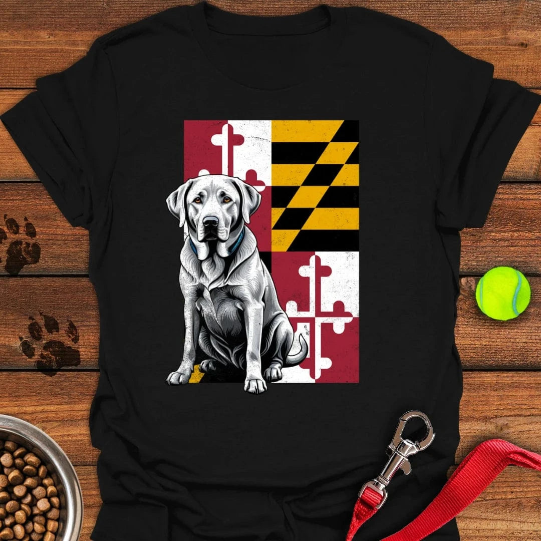 Silver Labrador Maryland Flag T-Shirt Tiny Dog Apparel Present Ideas For Animal Lovers