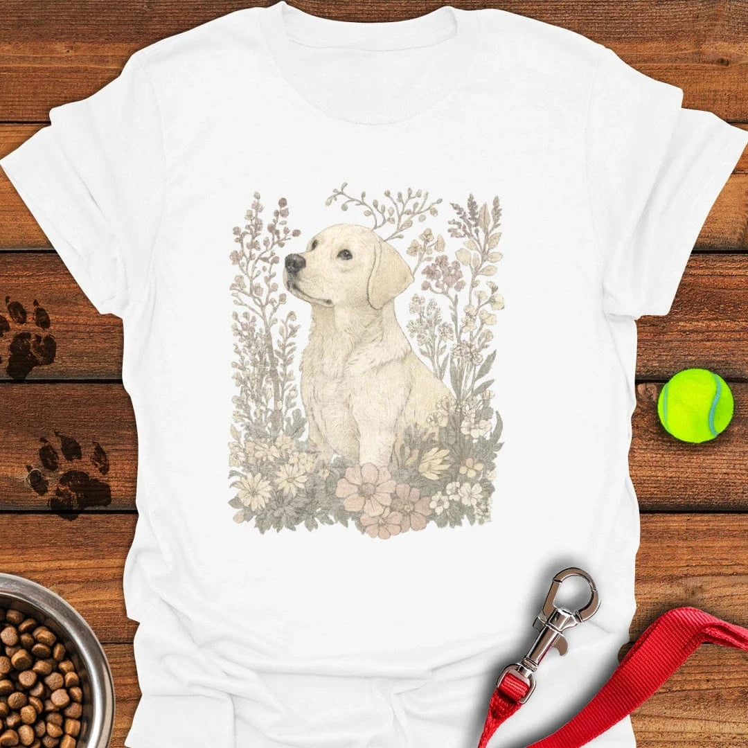 Sunfaded Labrador Flower T-Shirt Funny Dog Clothes Presents For People With Dogs