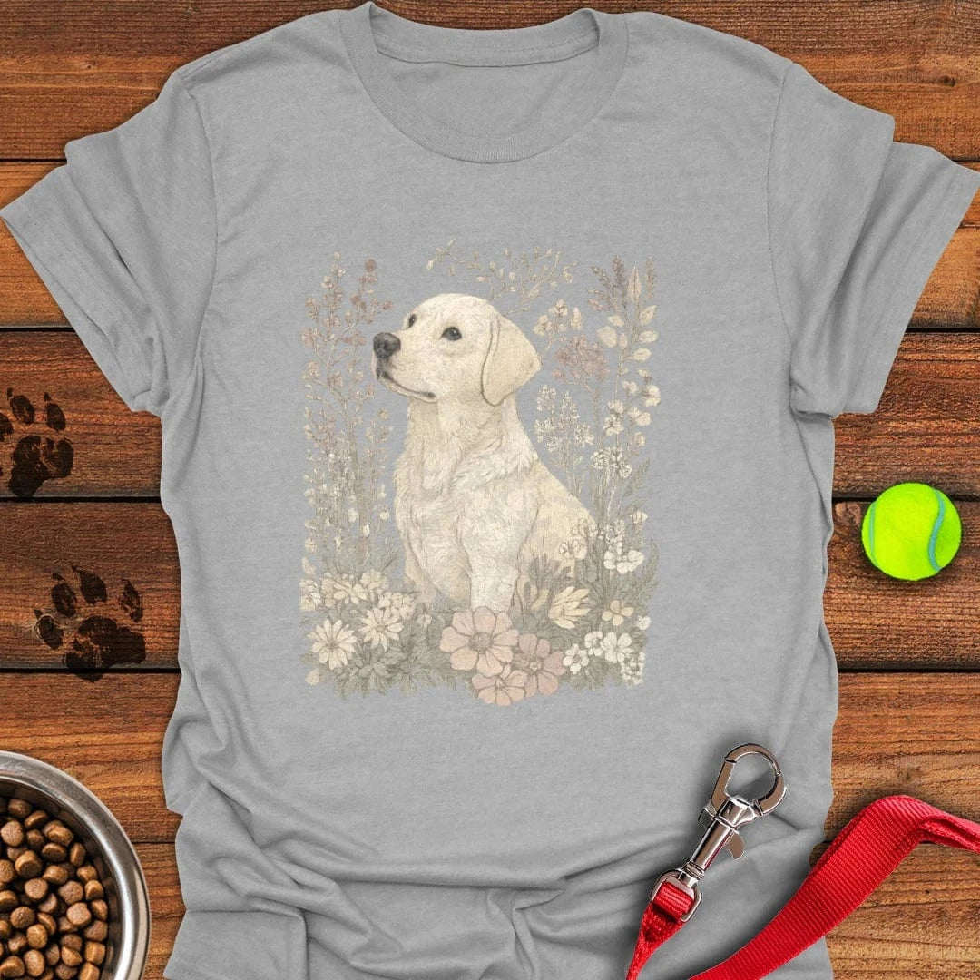 Sunfaded Labrador Flower T-Shirt Funny Dog Clothes Presents For People With Dogs