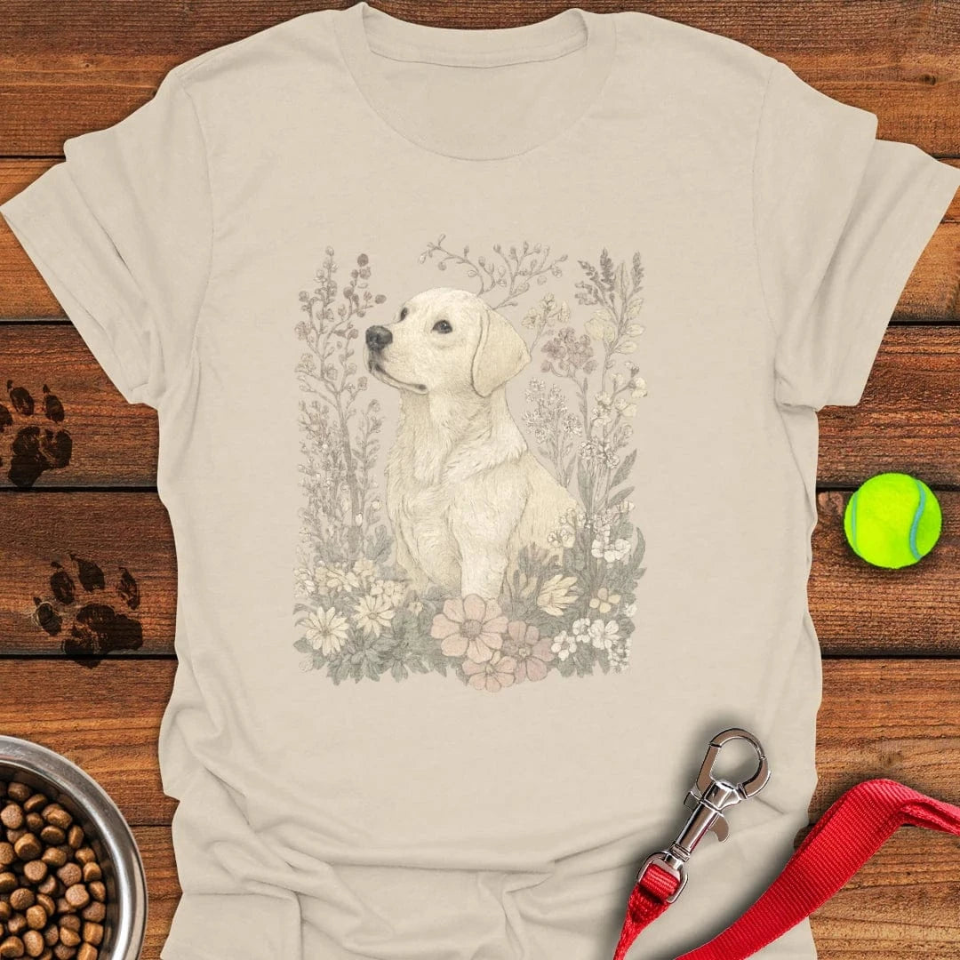 Sunfaded Labrador Flower T-Shirt Funny Dog Clothes Presents For People With Dogs