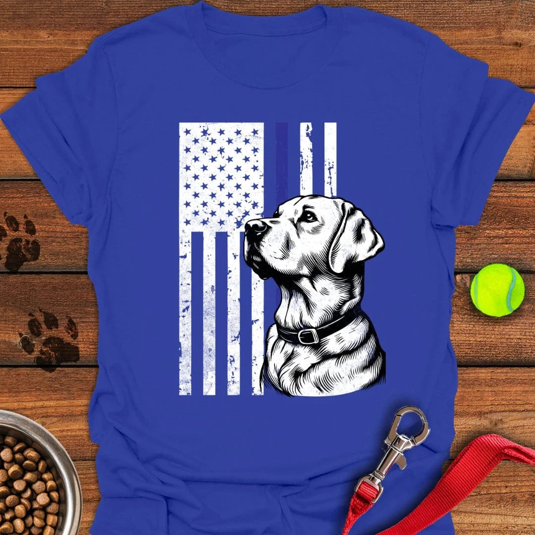 Thin Blue Line Police Labrador T-Shirt Playful Dog Apparel Good Presents For Dog Lovers