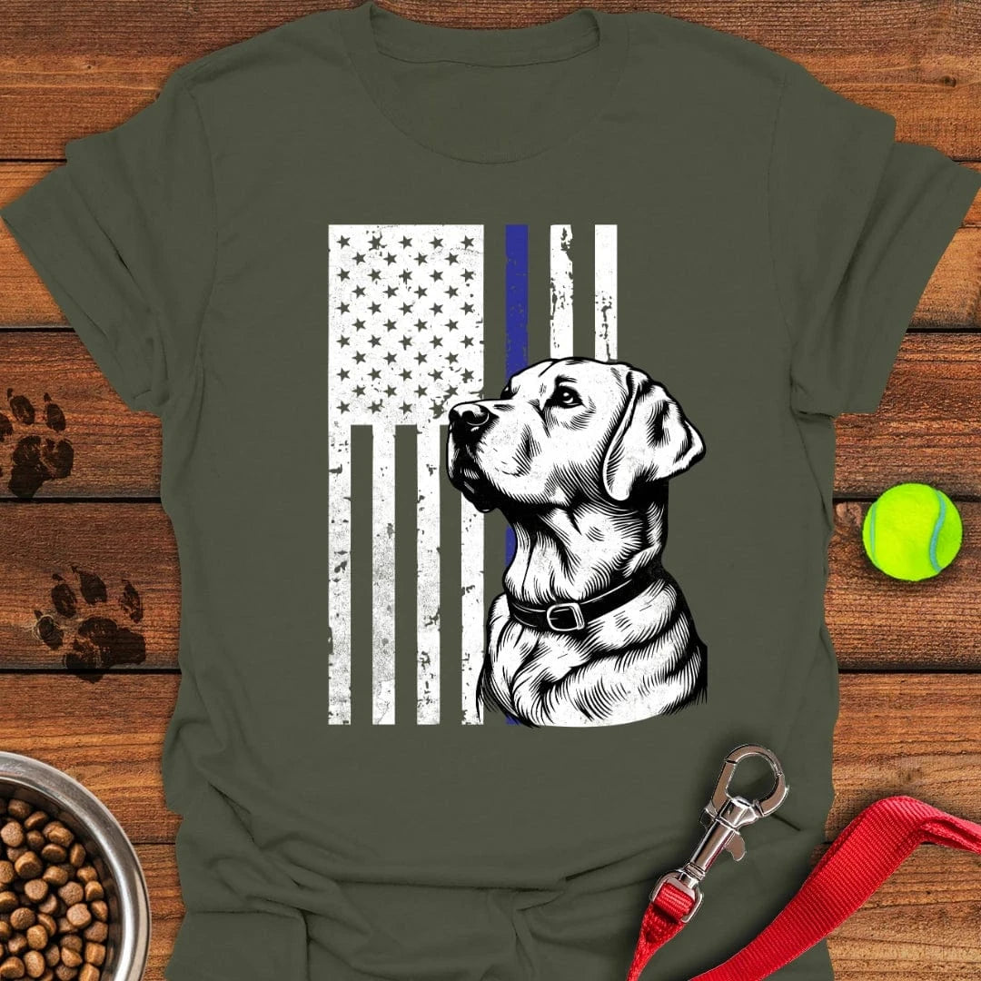 Thin Blue Line Police Labrador T-Shirt Playful Dog Apparel Good Presents For Dog Lovers