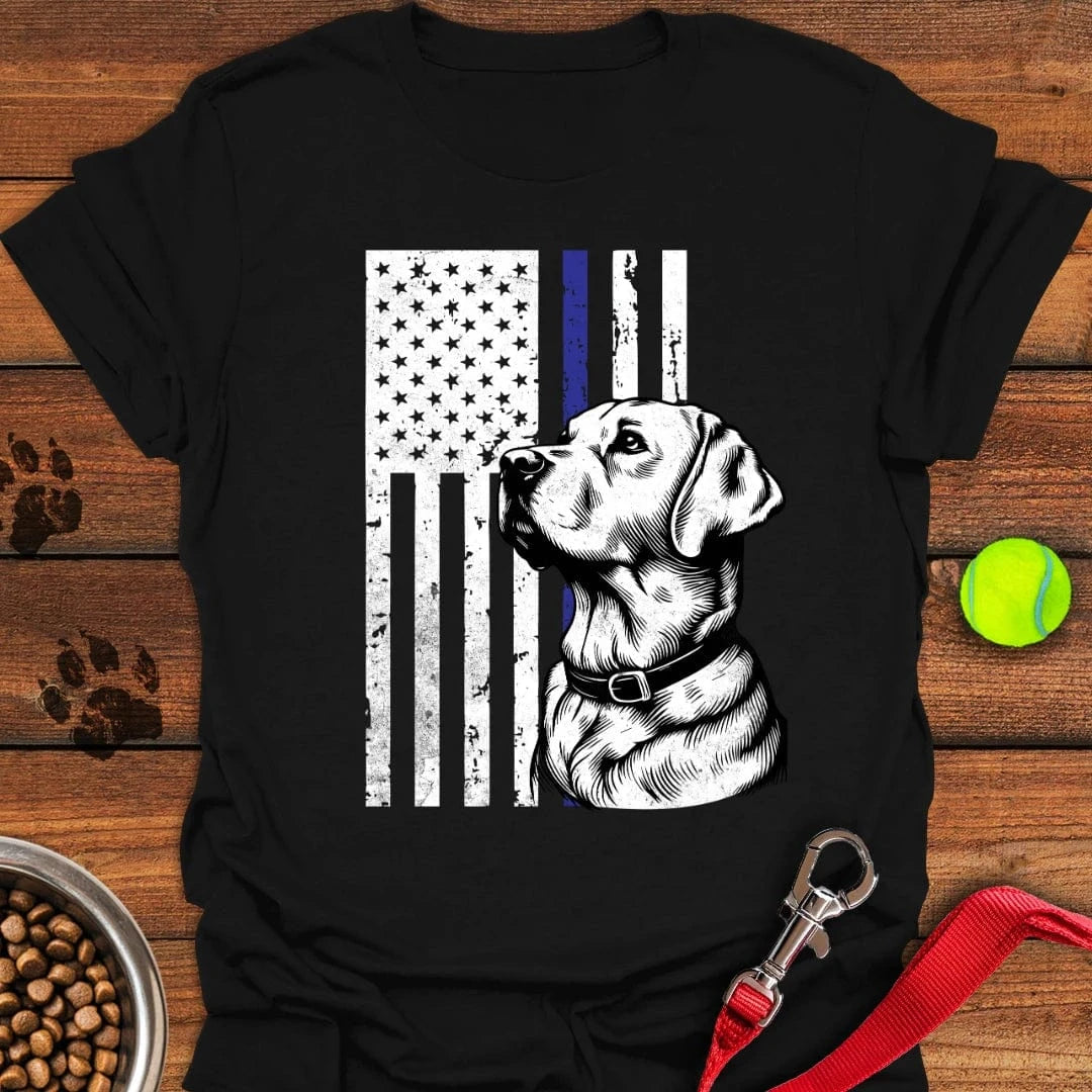 Thin Blue Line Police Labrador T-Shirt Playful Dog Apparel Good Presents For Dog Lovers