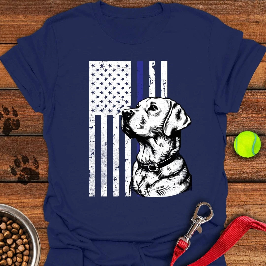 Thin Blue Line Police Labrador T-Shirt Playful Dog Apparel Good Presents For Dog Lovers