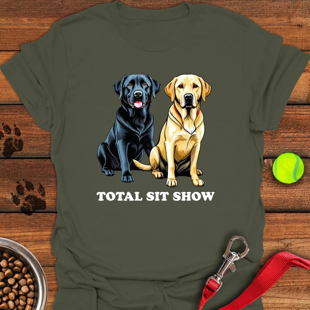 Total Sit Show Yellow & Black Lab T-Shirt Friendly Dog Clothes Best Gifts For New Moms