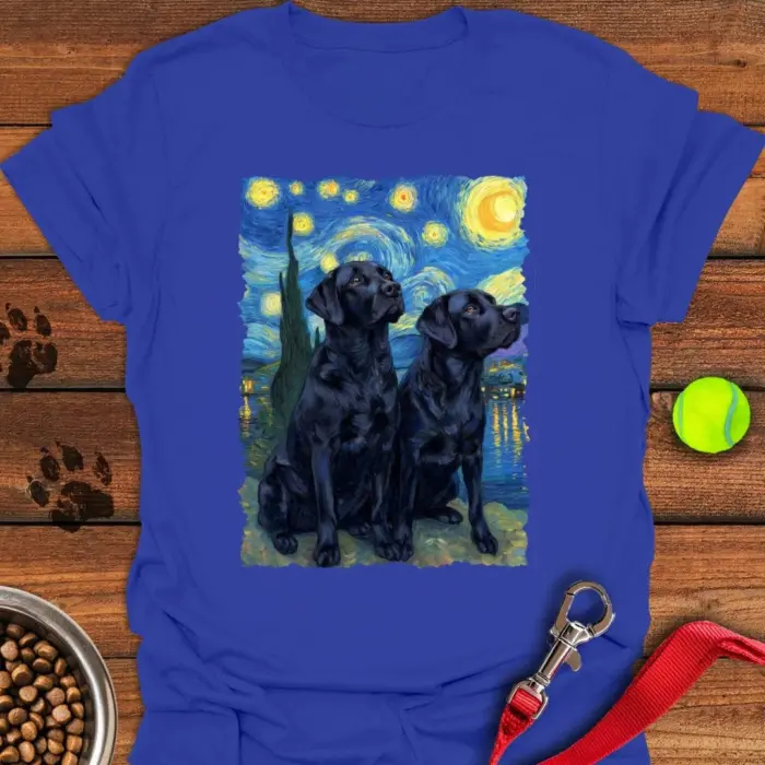 Two Black Labs Van Gogh T-Shirt Gifts For Black Lab Lovers