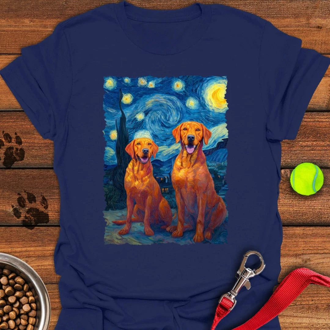 Two Fox Red Labradors Van Gogh T-Shirt Adorable Dog Clothing Present For Dog Lovers
