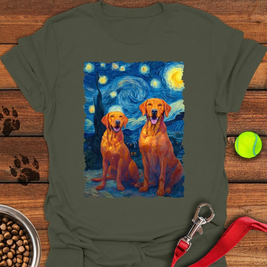 Two Fox Red Labradors Van Gogh T-Shirt Adorable Dog Clothing Present For Dog Lovers